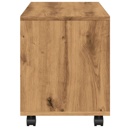 Compact Artisan Oak Rolling Cabinet - 72x33x42.5 cm Engineered Wood