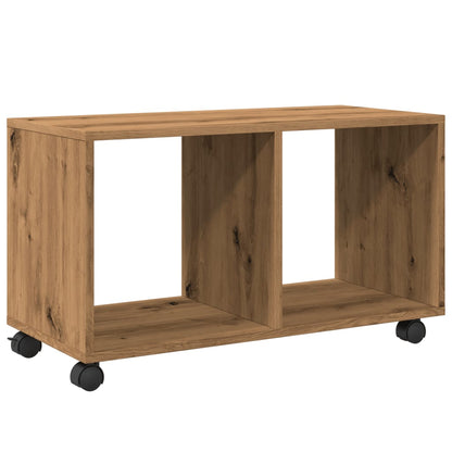 Compact Artisan Oak Rolling Cabinet - 72x33x42.5 cm Engineered Wood