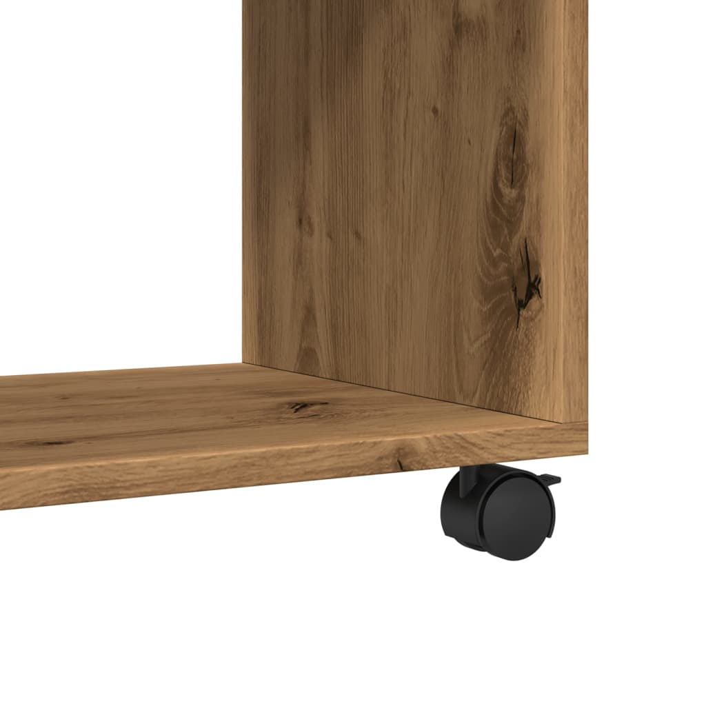 Compact Artisan Oak Rolling Cabinet - 72x33x42.5 cm Engineered Wood