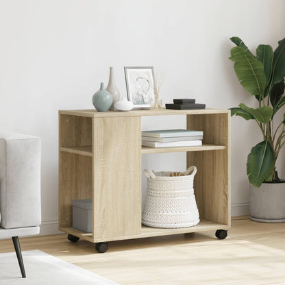 Sonoma Oak Side Table with Wheels - 70x35x60 cm, Engineered Wood
