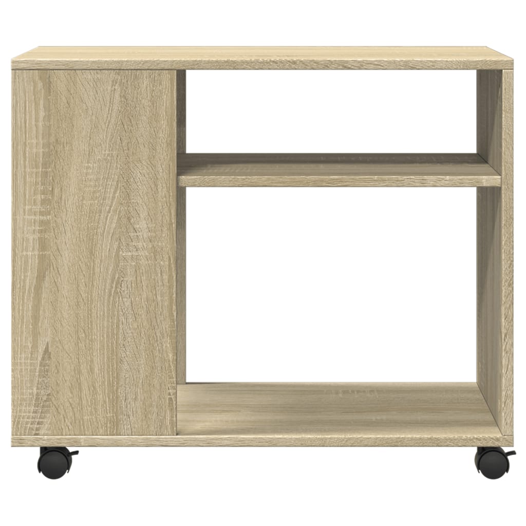 Sonoma Oak Side Table with Wheels - 70x35x60 cm, Engineered Wood