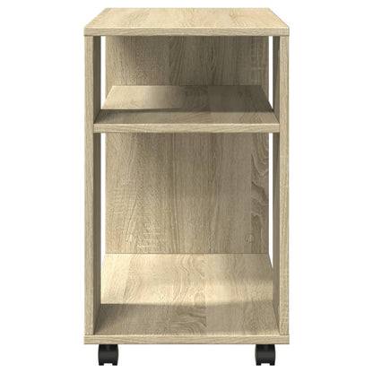 Sonoma Oak Side Table with Wheels - 70x35x60 cm, Engineered Wood