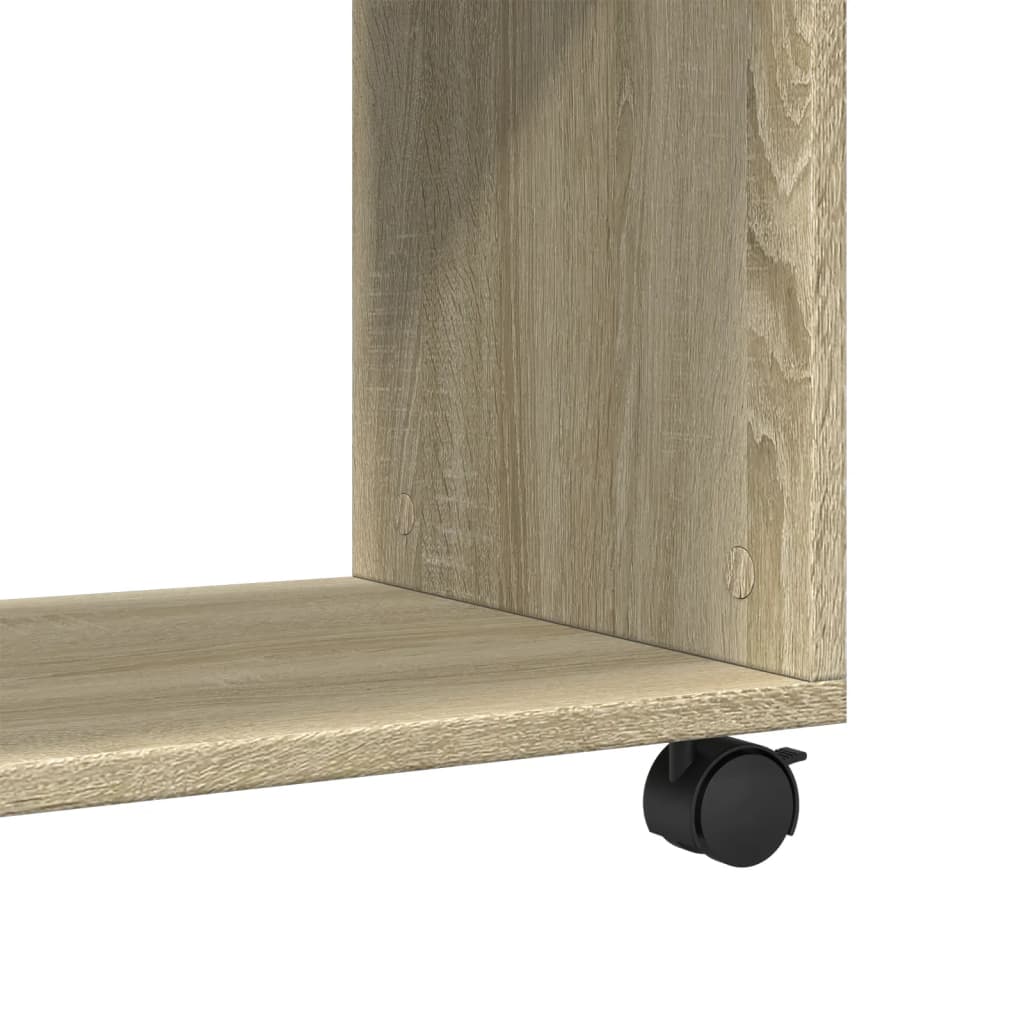 Sonoma Oak Side Table with Wheels - 70x35x60 cm, Engineered Wood