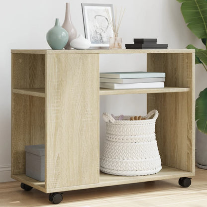 Sonoma Oak Side Table with Wheels - 70x35x60 cm, Engineered Wood