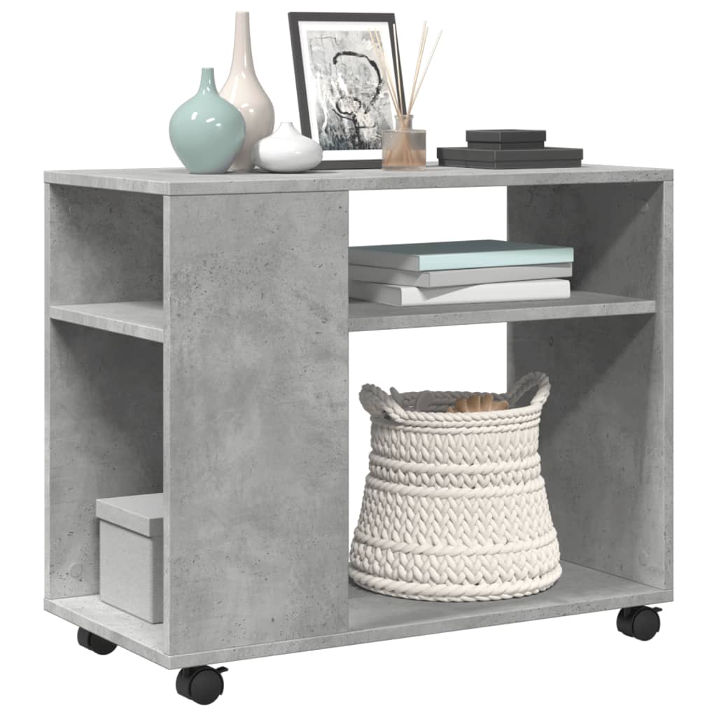 Mobile Concrete Grey Side Table 70x35x60 cm - Engineered Wood