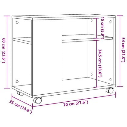 Mobile Concrete Grey Side Table 70x35x60 cm - Engineered Wood