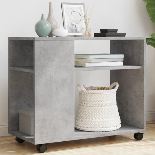 Mobile Concrete Grey Side Table 70x35x60 cm - Engineered Wood