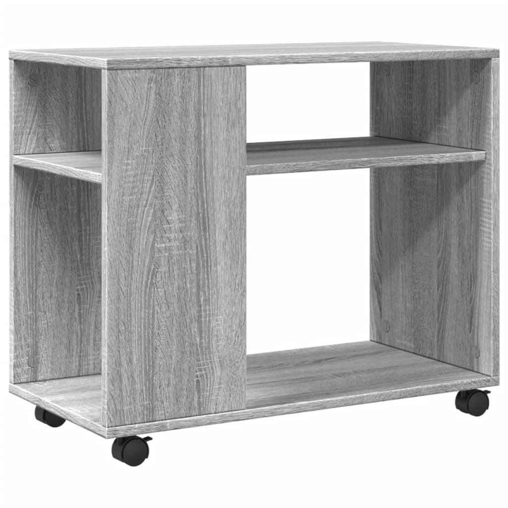 Grey Sonoma Engineered Wood Side Table with Wheels 70x35x60 cm