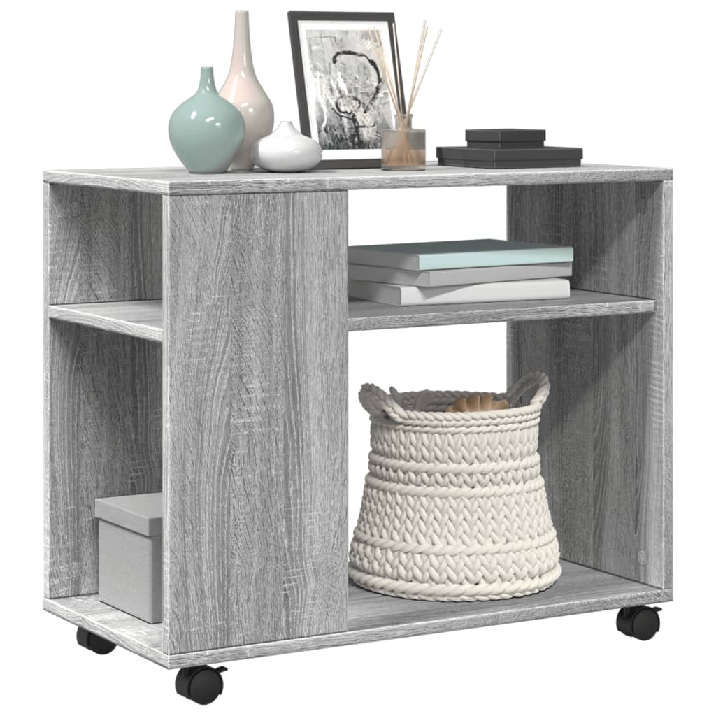 Grey Sonoma Engineered Wood Side Table with Wheels 70x35x60 cm