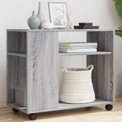 Grey Sonoma Engineered Wood Side Table with Wheels 70x35x60 cm