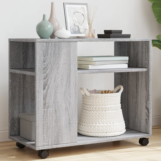 Grey Sonoma Engineered Wood Side Table with Wheels 70x35x60 cm
