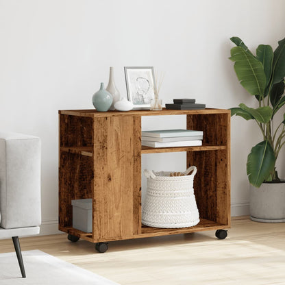 Vintage-Style Rolling Side Table, 70x35x60 cm, Engineered Wood