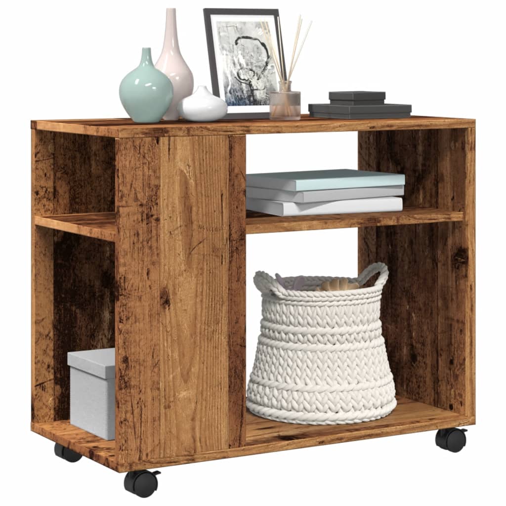 Vintage-Style Rolling Side Table, 70x35x60 cm, Engineered Wood