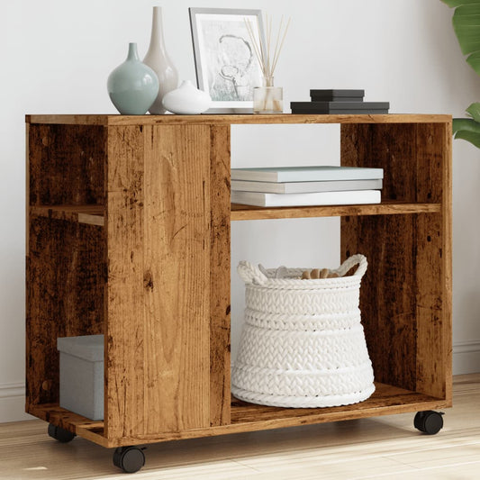 Vintage-Style Rolling Side Table, 70x35x60 cm, Engineered Wood