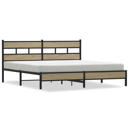 Metal Bed Frame without Mattress Sonoma Oak 180x200 cm Super King