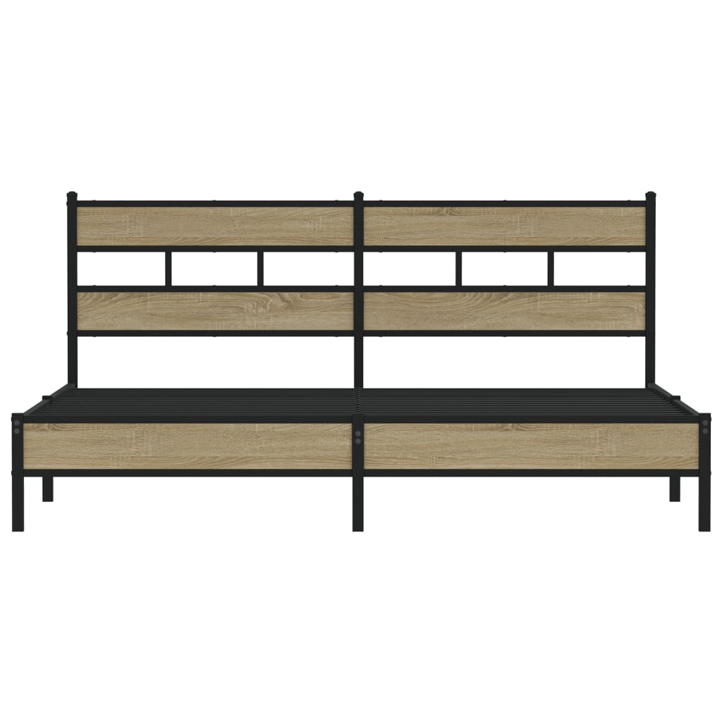 Metal Bed Frame without Mattress Sonoma Oak 180x200 cm Super King