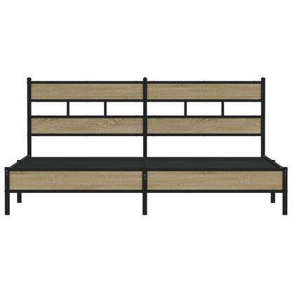 Metal Bed Frame without Mattress Sonoma Oak 180x200 cm Super King