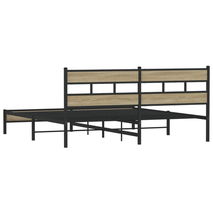 Metal Bed Frame without Mattress Sonoma Oak 180x200 cm Super King