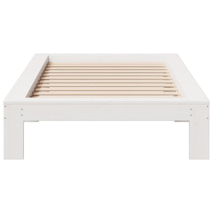 Solid Pine Wood White Bed Frame 90x200 cm - Mattress Not Included