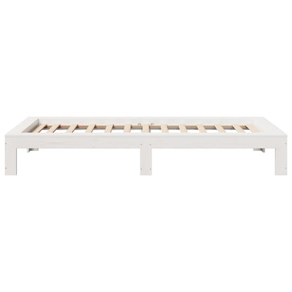 Solid Pine Wood White Bed Frame 90x200 cm - Mattress Not Included