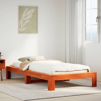 Solid Pine Bed Frame, Wax Brown, 90x200 cm - No Mattress Included
