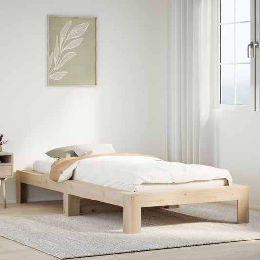 Solid Pine Wood Small Single Bed Frame 75x190 cm - No Mattress