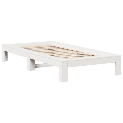 White Solid Pine Wood Small Single Bed Frame 75x190 cm
