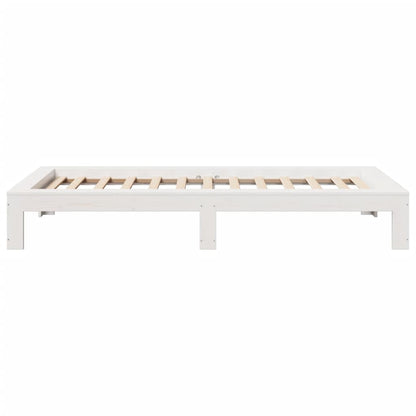 White Solid Pine Wood Small Single Bed Frame 75x190 cm