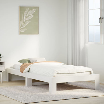 White Solid Pine Wood Small Single Bed Frame 75x190 cm