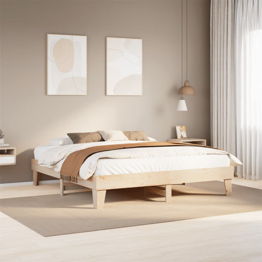 Solid Pine Wood Bed Frame 200x200 cm - Mattress Not Included