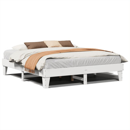 Solid Pine Wood White Bed Frame 200x200 cm Without Mattress