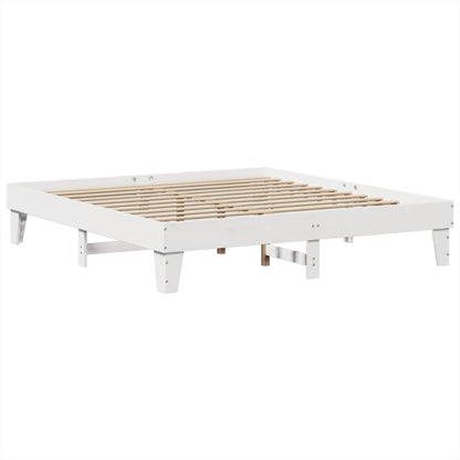 Solid Pine Wood White Bed Frame 200x200 cm Without Mattress
