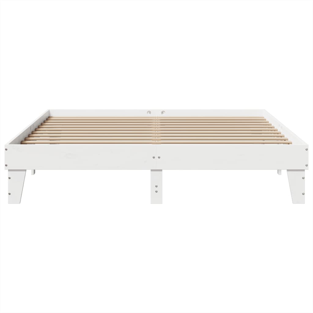 Solid Pine Wood White Bed Frame 200x200 cm Without Mattress