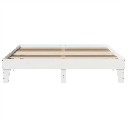 Solid Pine Wood White Bed Frame 200x200 cm Without Mattress