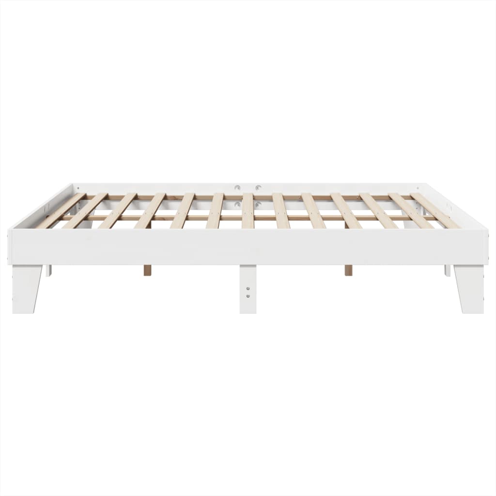 Solid Pine Wood White Bed Frame 200x200 cm Without Mattress