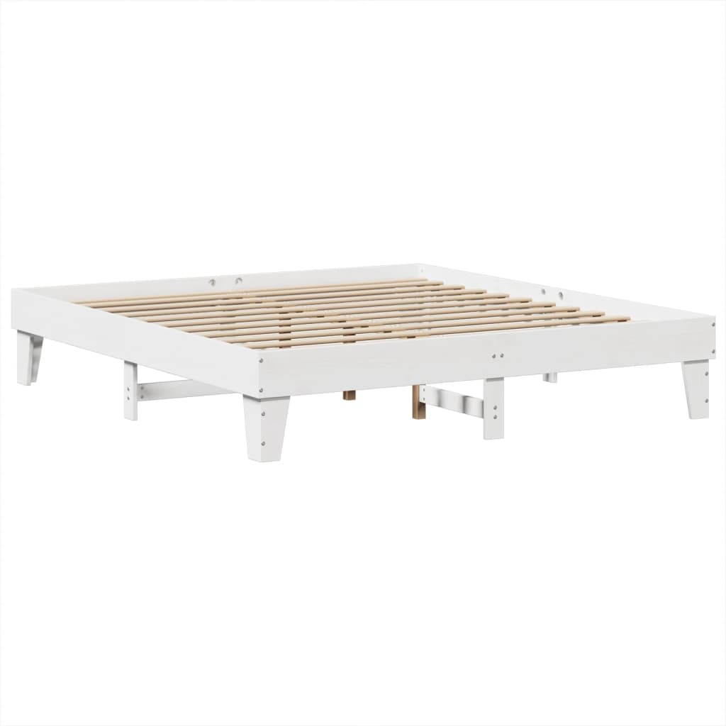Solid Pine Wood White Bed Frame 200x200 cm Without Mattress