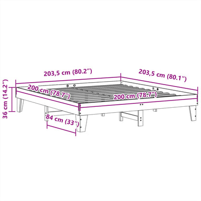 Solid Pine Wood White Bed Frame 200x200 cm Without Mattress
