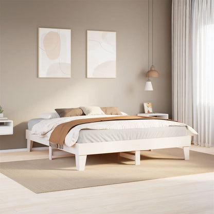 Solid Pine Wood White Bed Frame 200x200 cm Without Mattress