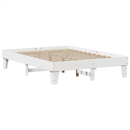 Solid Pine Wood Bed Frame White 160x200 cm - Mattress Not Included