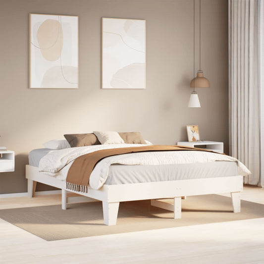 Solid Pine Wood Bed Frame White 160x200 cm - Mattress Not Included