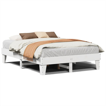 Solid Pine Bed Frame 140x200 cm - White, No Mattress Included