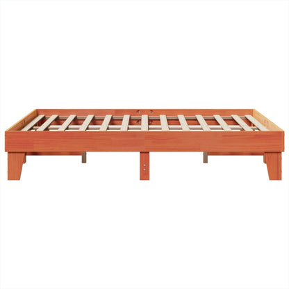 Solid Pine Wood Bed Frame Wax Brown 140x200 cm, No Mattress