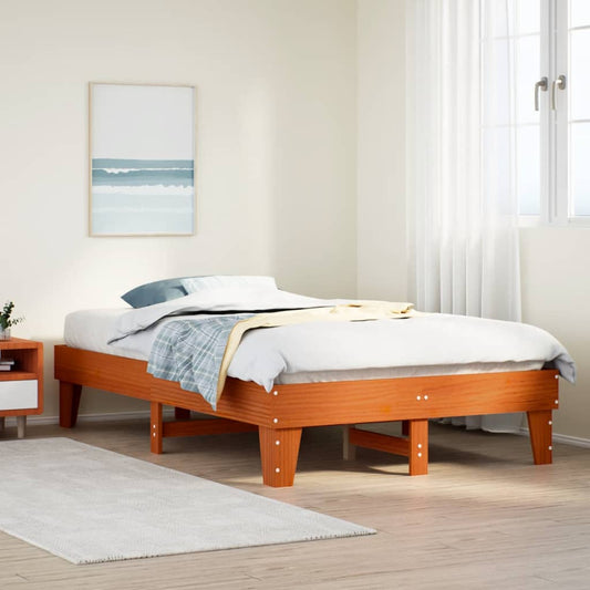 Solid Pine Wood Bed Frame, Wax Brown 120x200 cm (Mattress Not Included)