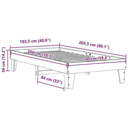 Solid Pine Wood Bed Frame, White 100x200 cm - No Mattress Included