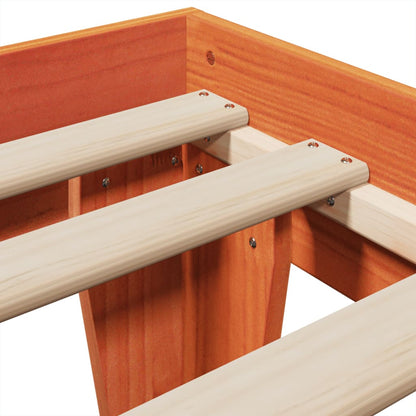 Solid Pine Bed Frame 90x200 cm - Wax Brown Finish, No Mattress