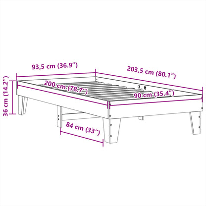 Solid Pine Bed Frame 90x200 cm - Wax Brown Finish, No Mattress