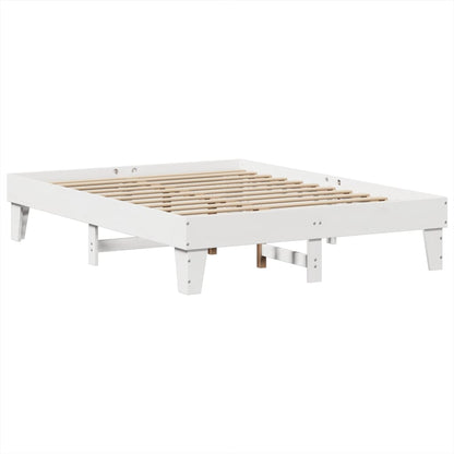 Solid Pine Wood Bed Frame 140x190 cm - White Finish