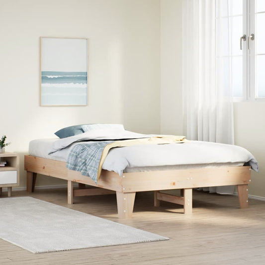 Solid Pine Wood Double Bed Frame 135x190 cm - No Mattress Included