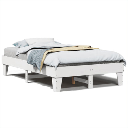 White Solid Pine Wood Double Bed Frame 135x190 cm (No Mattress)