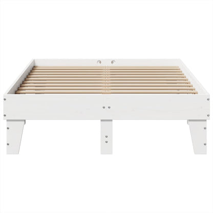 White Solid Pine Wood Double Bed Frame 135x190 cm (No Mattress)